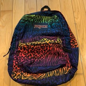 Rainbow animal print  jansport backpack